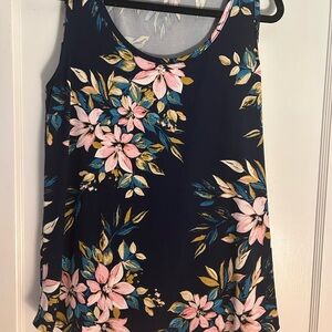 Pulse Floral Sleeveless Blouse - Navy and Pink